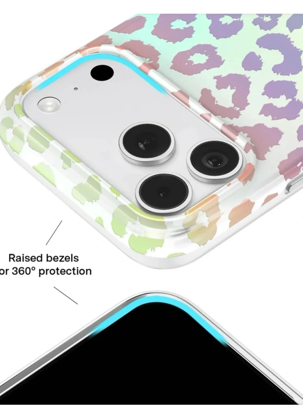Velvet Caviar Holographic Leopard MagSafe Case in Iridescent Pastel